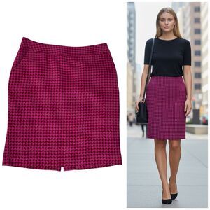 Merona Womens Skirt Size12 Pink Houndstooth Classic Old Money Business Office